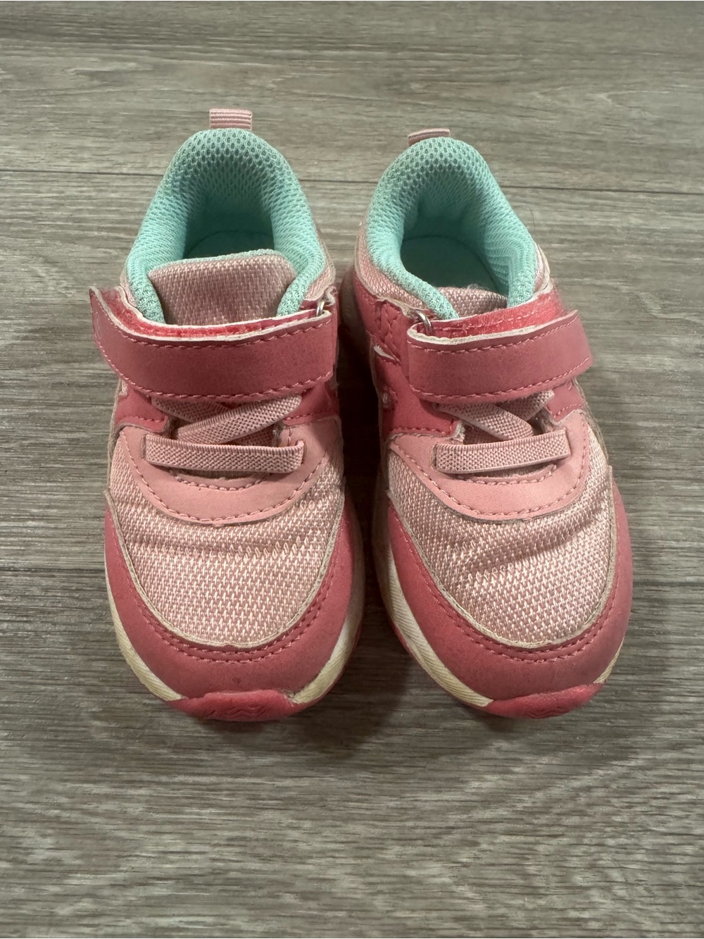 Stride Rite Pink and Teal Kids Velcro Sneakers size 6T